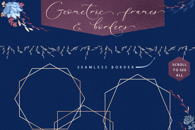 Blommig bröllop grafik + manus teckensnitt företagsidentitet - Features Image 18