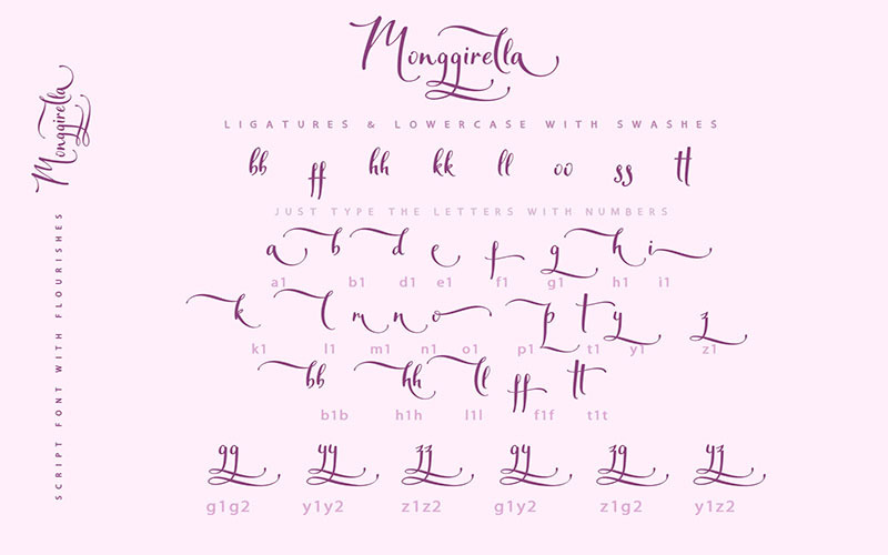 Monggirella Cursive Font + Cyrillic - Features Image 13