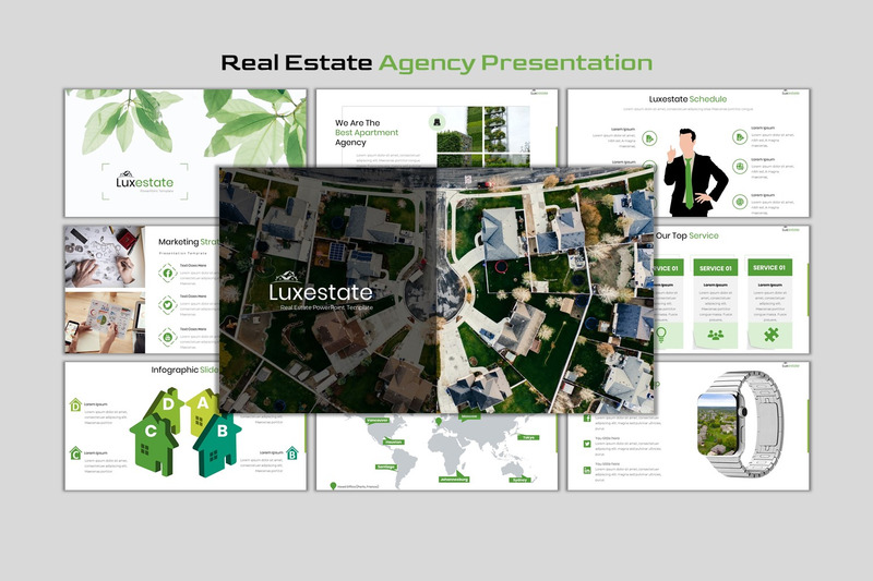 Modelo de PowerPoint de Luxestate - Agência imobiliária - Features Image 1