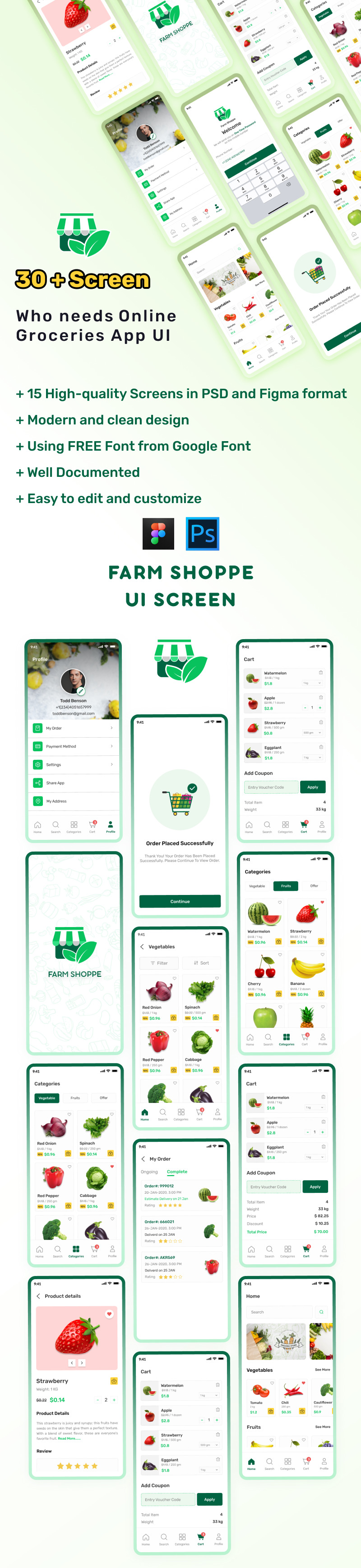 Online Food And Grocery Ui Kit | Mobile Application - Figma & PSD - Features Image 2