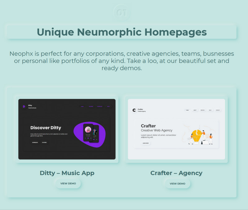 Neophx – Neumorphic Minimalist Responsive WordPress Theme - Features Image 1