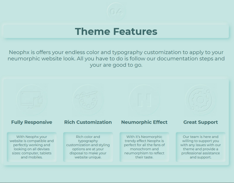 Neophx – Neumorphic Minimalist Responsive WordPress Theme - Features Image 4