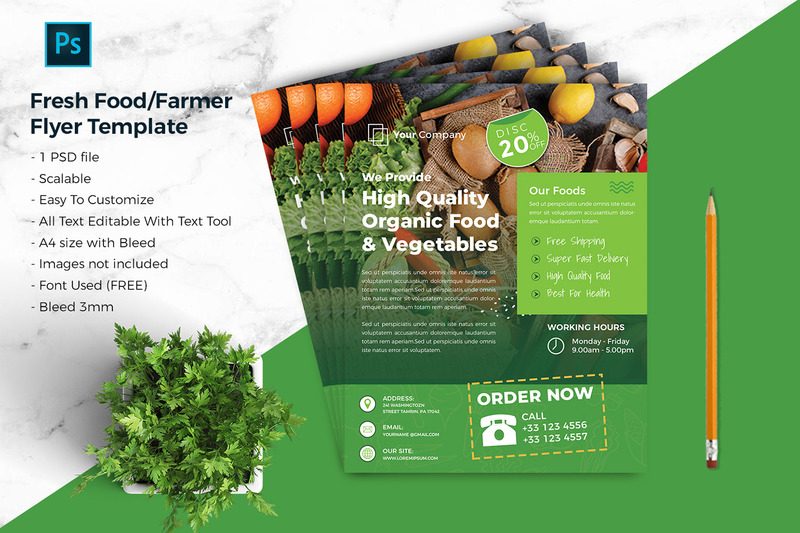 Fressh Food / Farmer Flyer Mall vol.02 Företagsidentitetsmall - Features Image 1