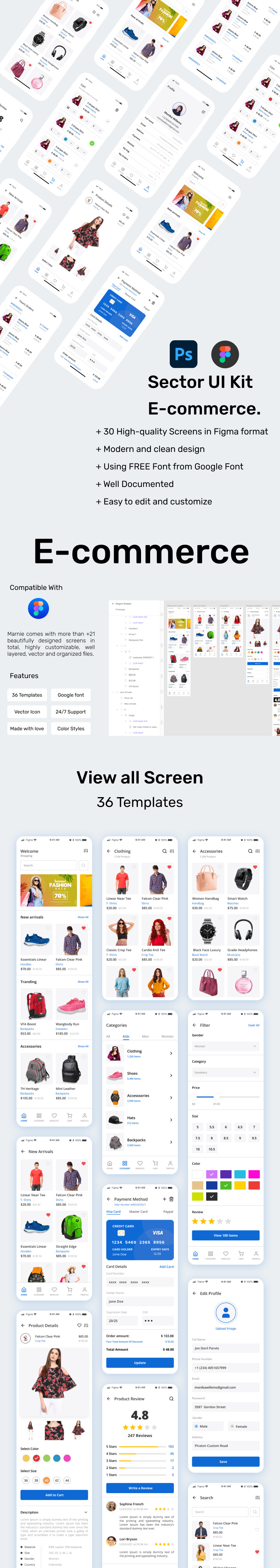 Elegant Shopper - Responsive Ecommerce, E-Cart Android UI in Figma & PSD - Features Image 1