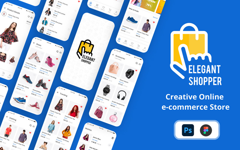 Elegant Shopper - Responsive Ecommerce, E-Cart Android UI in Figma & PSD - Features Image 2