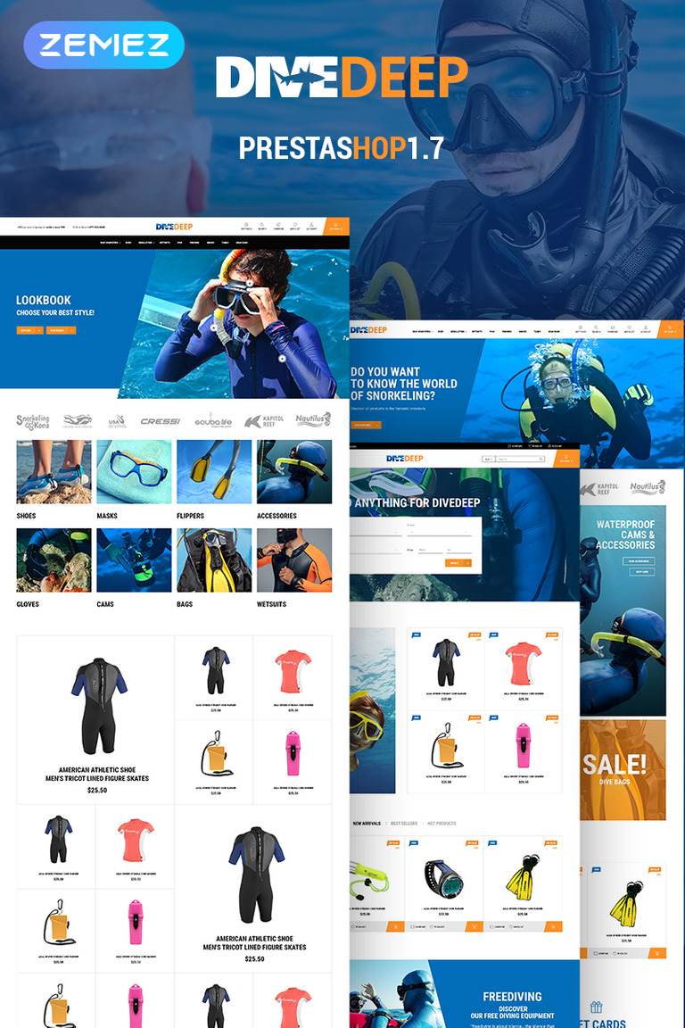 DiveDeep - Snorkeling Equipment PrestaShop Theme