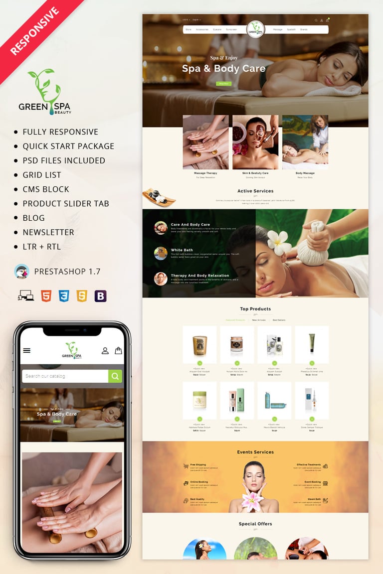  Green Spa - 1.7 PrestaShop Theme