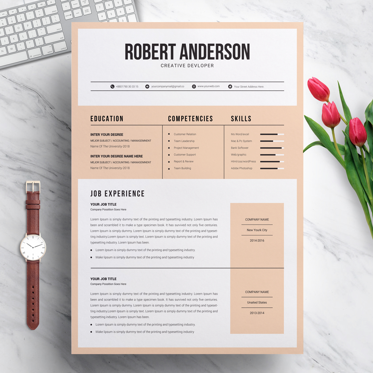 Designer & Developer Modern Resume Template #70716