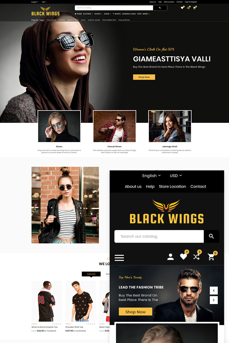 Black Wings - Fashion Multipurpose 3.x OpenCart Template Black Wings - Fashion Multipurpose OpenCart Template