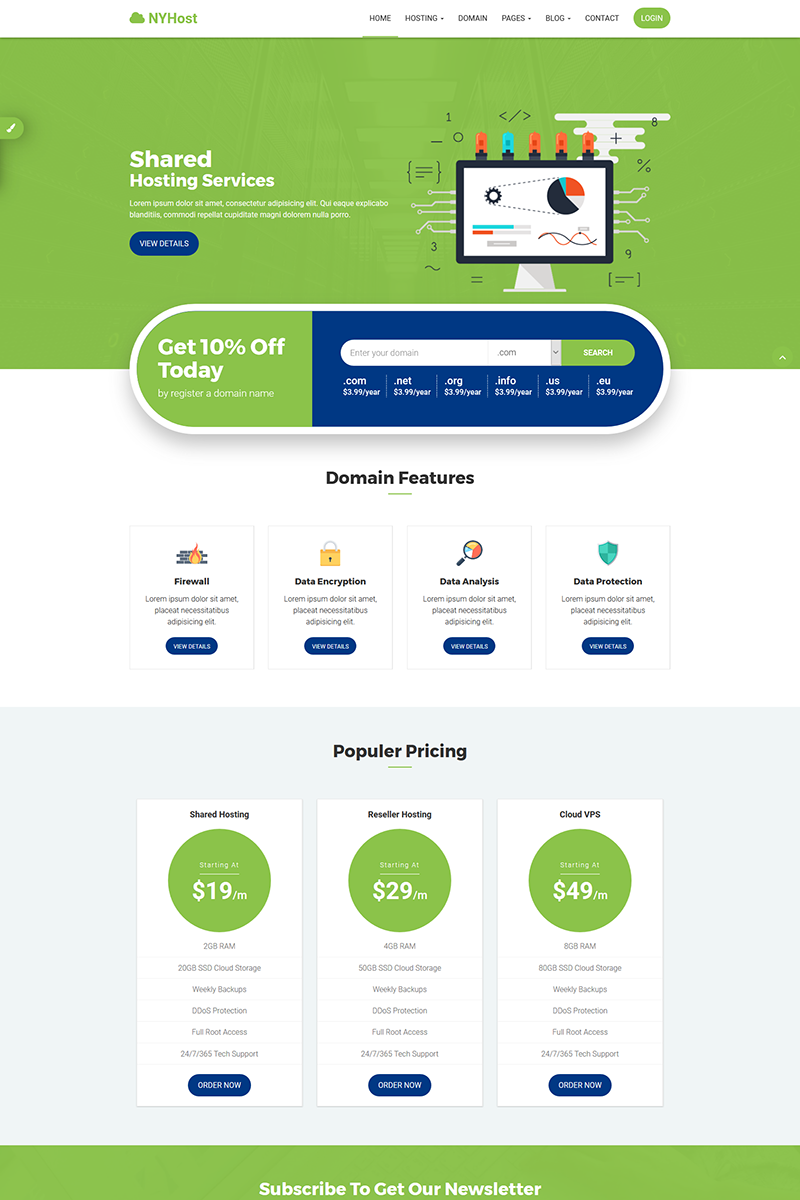 NYHost a€“ Responsive Technology, Web Hosting and WHMCS Website Template 