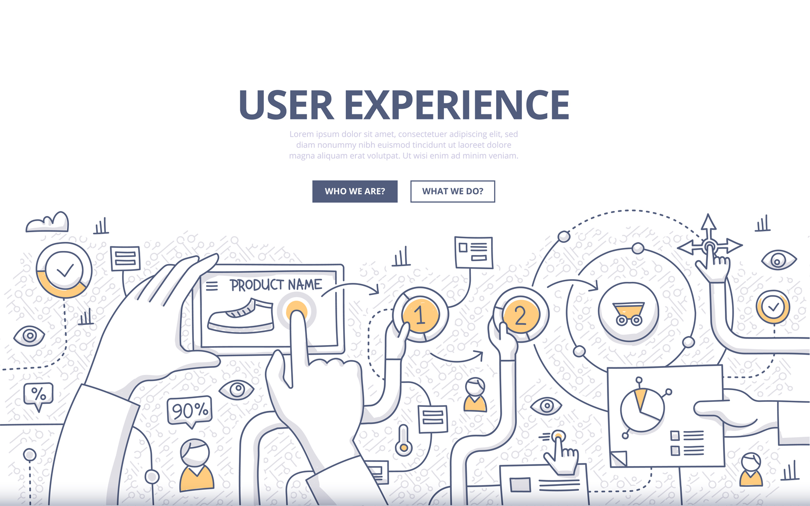 Download Vector "User Experience Doodle Concept - Vector Image" / User Experience Doodle Concept - Vector Image - Vector на тему графика web,vector,abstract,mobile,store,business,cart,marketing,e-commerce,tech,commerce,background,optimization,illustration,service,online,application,interface,data,user,friendly,development,comm