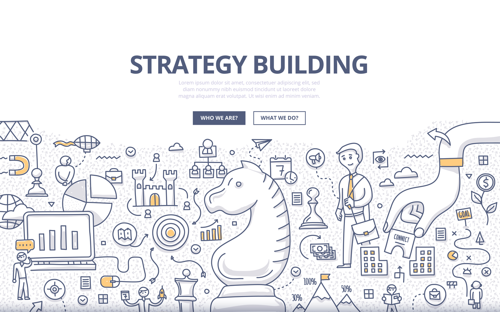 Download Vector "Strategy Building Doodle Concept - Vector Image" / Strategy Building Doodle Concept - Vector Image - Vector на тему графика hand,abstract,management,business,marketing,background,chart,illustration,graph,growth,chess,connection,banners,idea,success,direction,doodle,innovation,strategy,leadership,financial,challeng