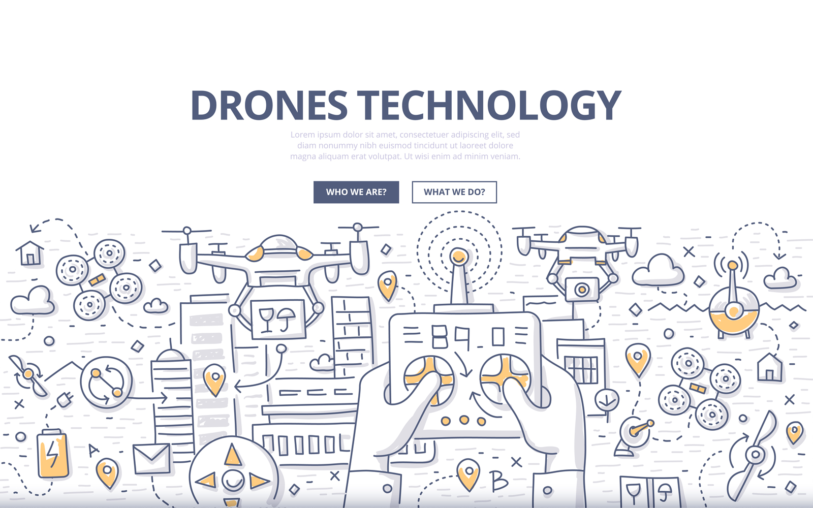 Download Vector "Drones Technology Doodle Concept - Vector Image" / Drones Technology Doodle Concept - Vector Image - Vector на тему графика modern,vector,abstract,light,industry,aircraft,flight,helicopter,tech,illustration,delivery,drone,equipment,control,remote,camera,fly,doodle,transport,innovation,concept,robot,copter,vehicle,