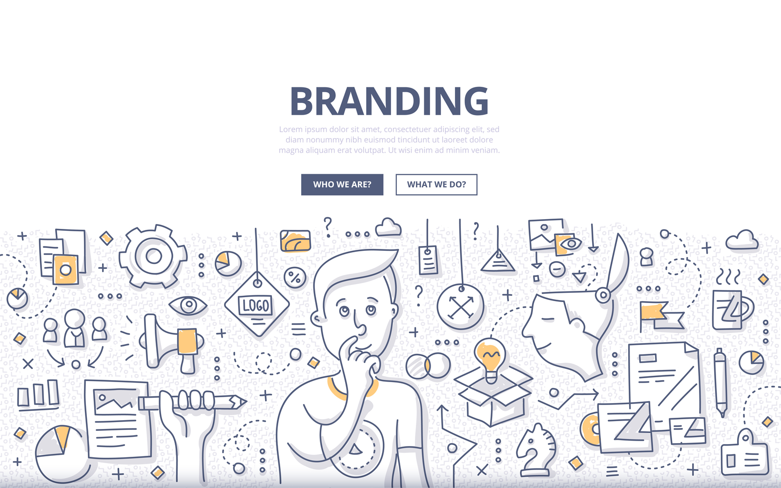 Download Vector "Branding Doodle Concept - Vector Image" / Branding Doodle Concept - Vector Image - Vector на тему графика design,advertising,abstract,company,creative,promotion,corporate,business,marketing,product,illustration,unique,customer,creativity,brand,target,commercial,branding,success,doodle,innovation,