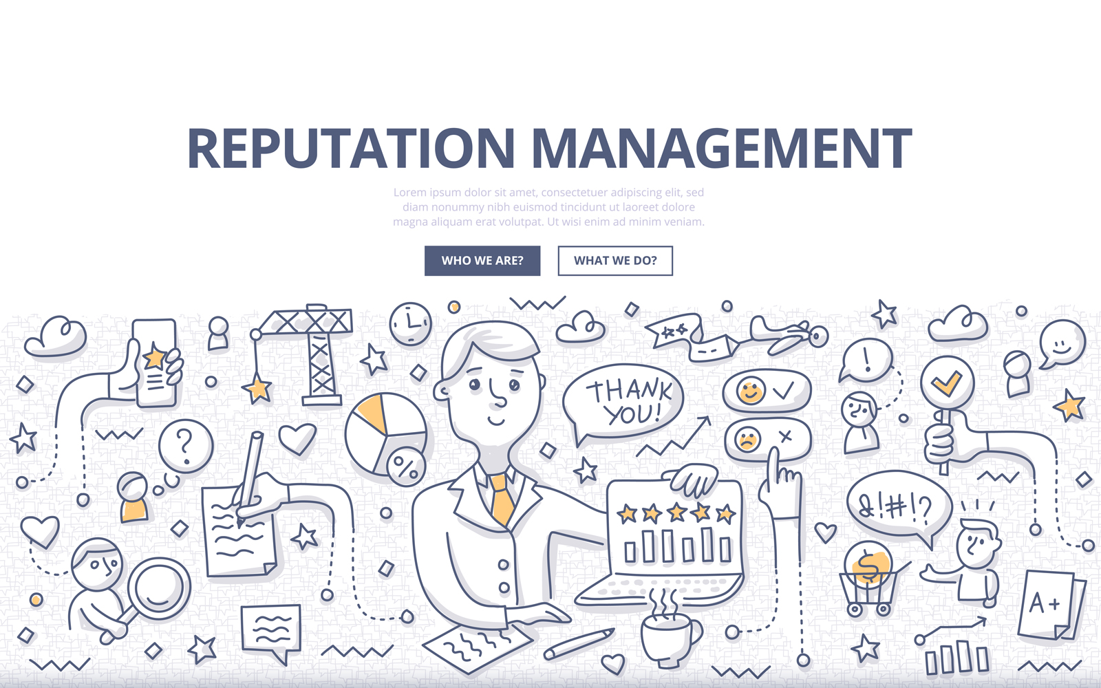 Download Vector "Reputation Management Doodle Concept - Vector Image" / Reputation Management Doodle Concept - Vector Image - Vector на тему графика management,business,marketing,comment,online,trust,forum,rating,communication,doodle,concept,popular,review,ranking,audience,feedback,complaint,opinion,pr,reputation