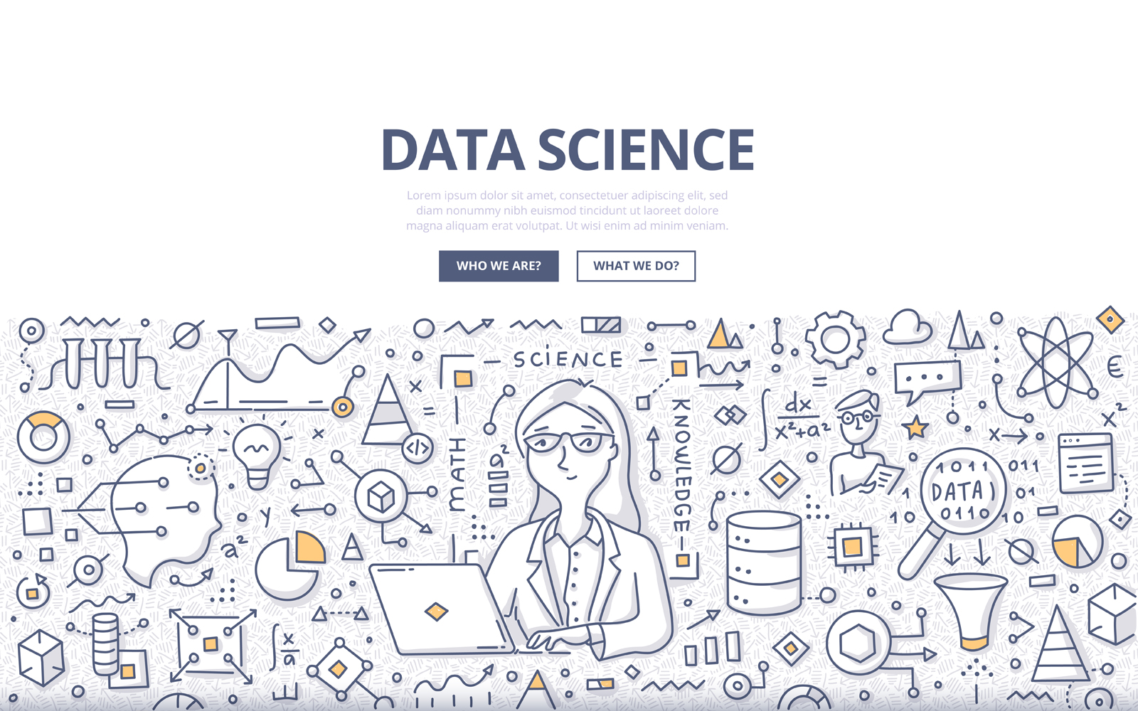 Download Vector "Data Science Doodle Concept - Vector Image" / Data Science Doodle Concept - Vector Image - Vector на тему графика vector,woman,abstract,business,tech,statistics,science,information,database,data,development,doodle,innovation,research,big,concept,programming,analysis,knowledge,machine learning