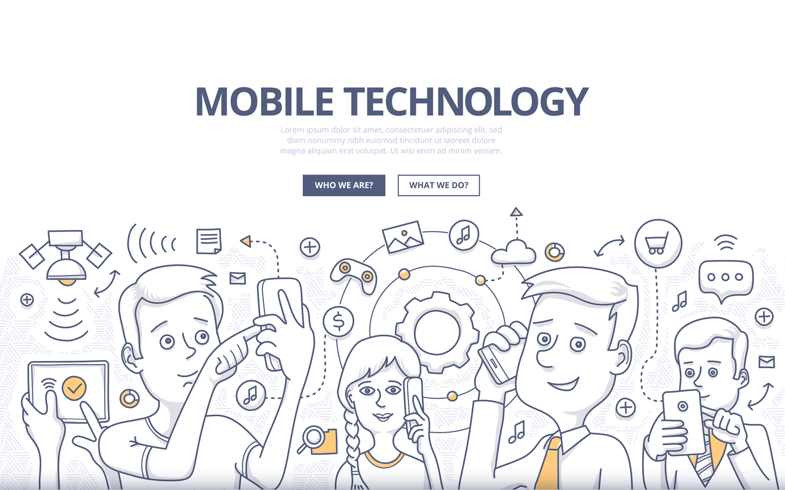 Download Vector "Mobile Technology Doodle Concept - Vector Image" / Mobile Technology Doodle Concept - Vector Image - Vector на тему графика web,abstract,mobile,social media,message,e-commerce,tech,phone,digital,online,application,chat,connection,people,global,communication,doodle,concept,internet,wireless