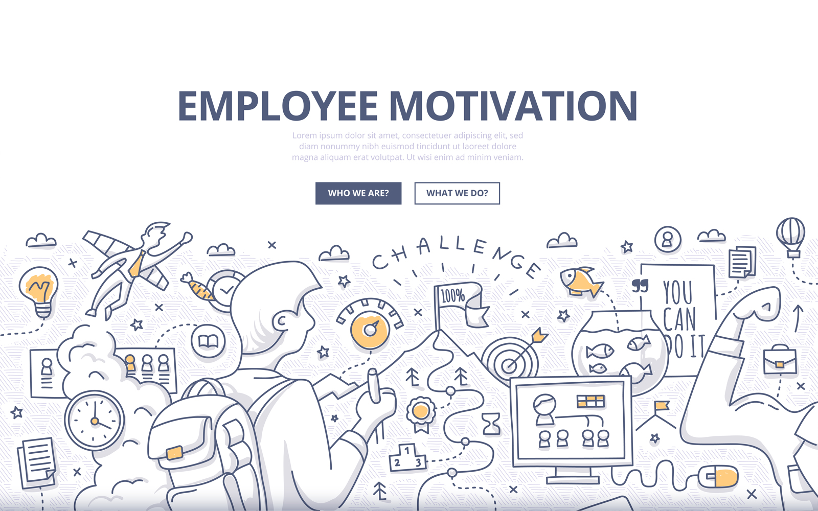 Download Vector "Employee Motivation Doodle Concept - Vector Image" / Employee Motivation Doodle Concept - Vector Image - Vector на тему графика promotion,business,growth,employment,goal,award,success,motivation,strategy,motivate,job,leadership,challenge,concept,career,achievement,employee,prize,reward,achieve