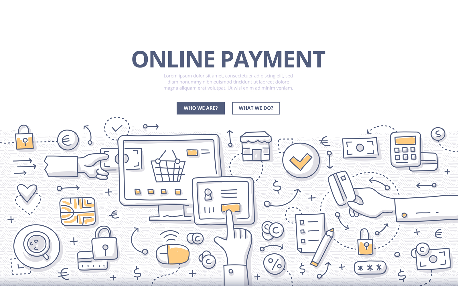 Download Vector "Online Payment Doodle Concept - Vector Image" / Online Payment Doodle Concept - Vector Image - Vector на тему графика hand,mobile,business,finance,e-commerce,commerce,shopping,computer,online,credit card,buy,payment,screen,doodle,banking,concept,internet,purchase,wireless,pay