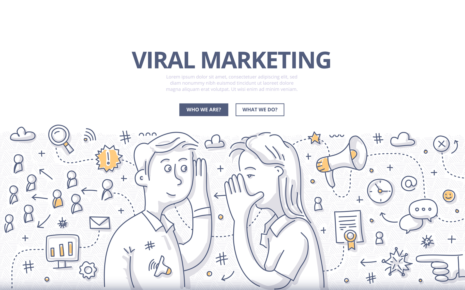 Download Vector "Viral Marketing Doodle Concept - Vector Image" / Viral Marketing Doodle Concept - Vector Image - Vector на тему графика vector,promotion,marketing,social media,message,campaign,content,information,network,follow,connect,communication,doodle,advertise,internet,popular,share,audience,viral,referral