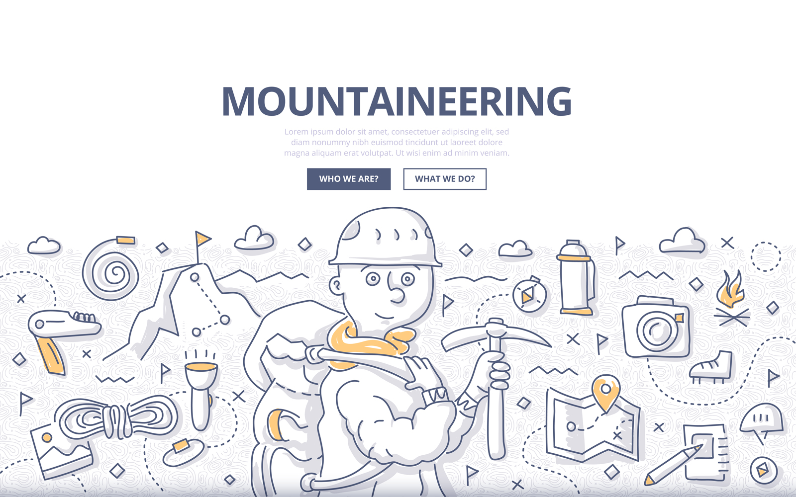 Download Vector "Mountaineering Doodle Concept - Vector Image" / Mountaineering Doodle Concept - Vector Image - Vector на тему графика vector,travel,rock,hiking,mountain,outdoor,equipment,adventure,route,backpack,doodle,explore,hike,hiker,peak,climber,extreme sport,mountaineer,mountaineering,trekking