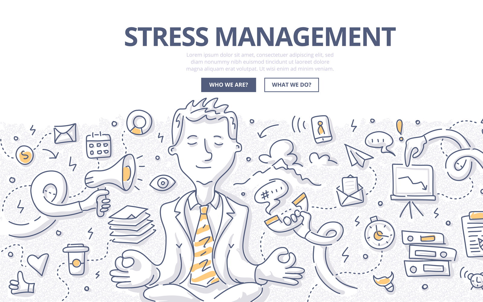 Concept of fighting stress at work for web banners, hero images, printed ma...