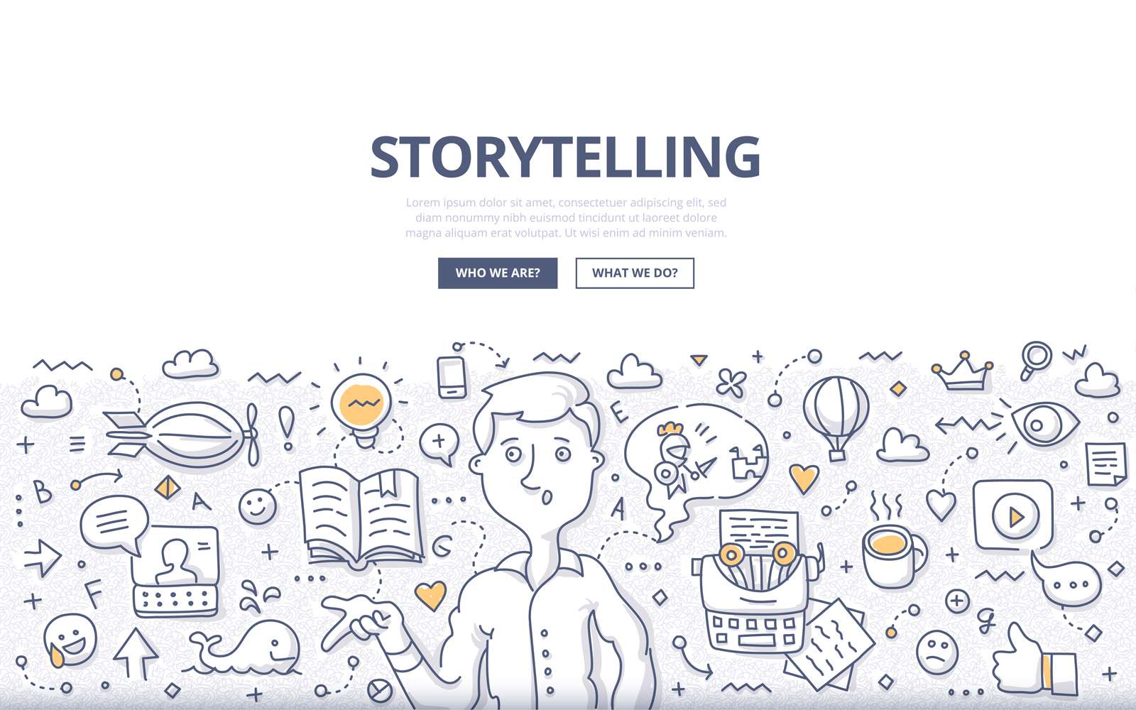 Download Vector "Storytelling Doodle Concept - Vector Image" / Storytelling Doodle Concept - Vector Image - Vector на тему графика blog,advertising,promotion,business,marketing,social media,message,campaign,content,storytelling,advert,story,branding,communication,strategy,concept,internet,sharing,viral,interest