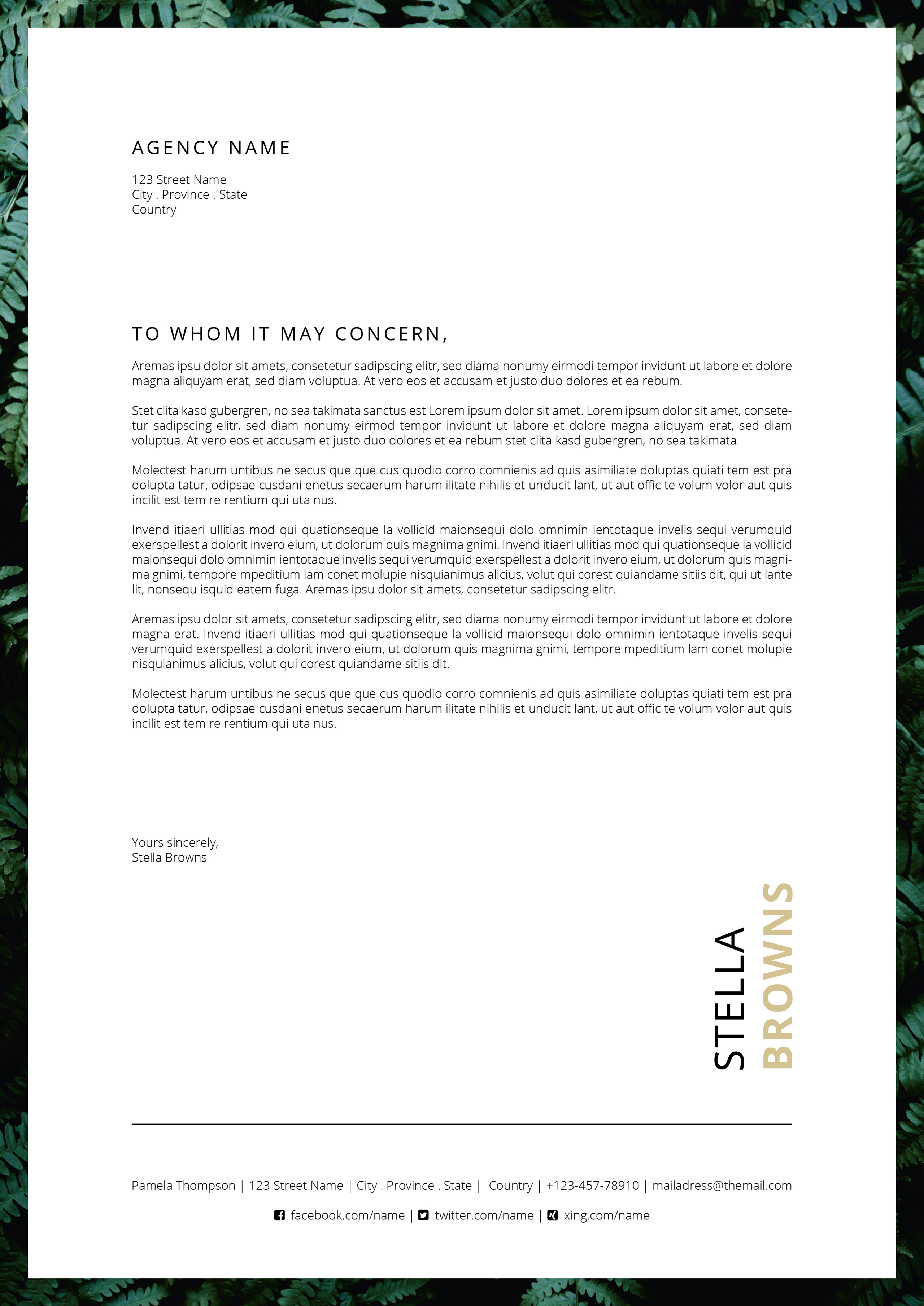 FERNS CV Cover Letter Resume - 1547310672661 FLORAL Resume EU Size 02 