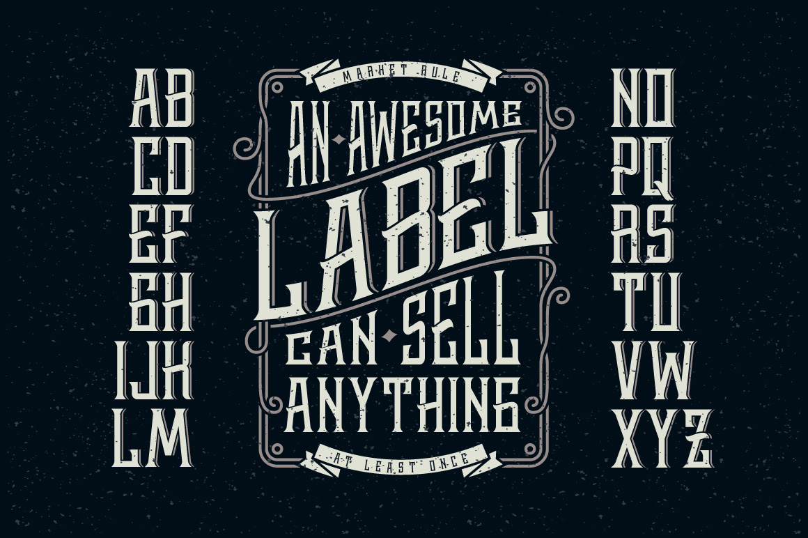 Whiskey Label + Design Elements Font