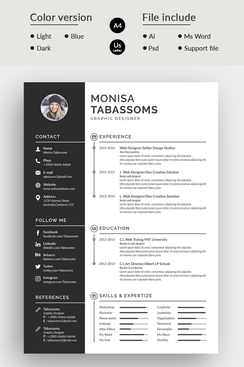 Monisa Tabassoms Modern Resume Template #75822