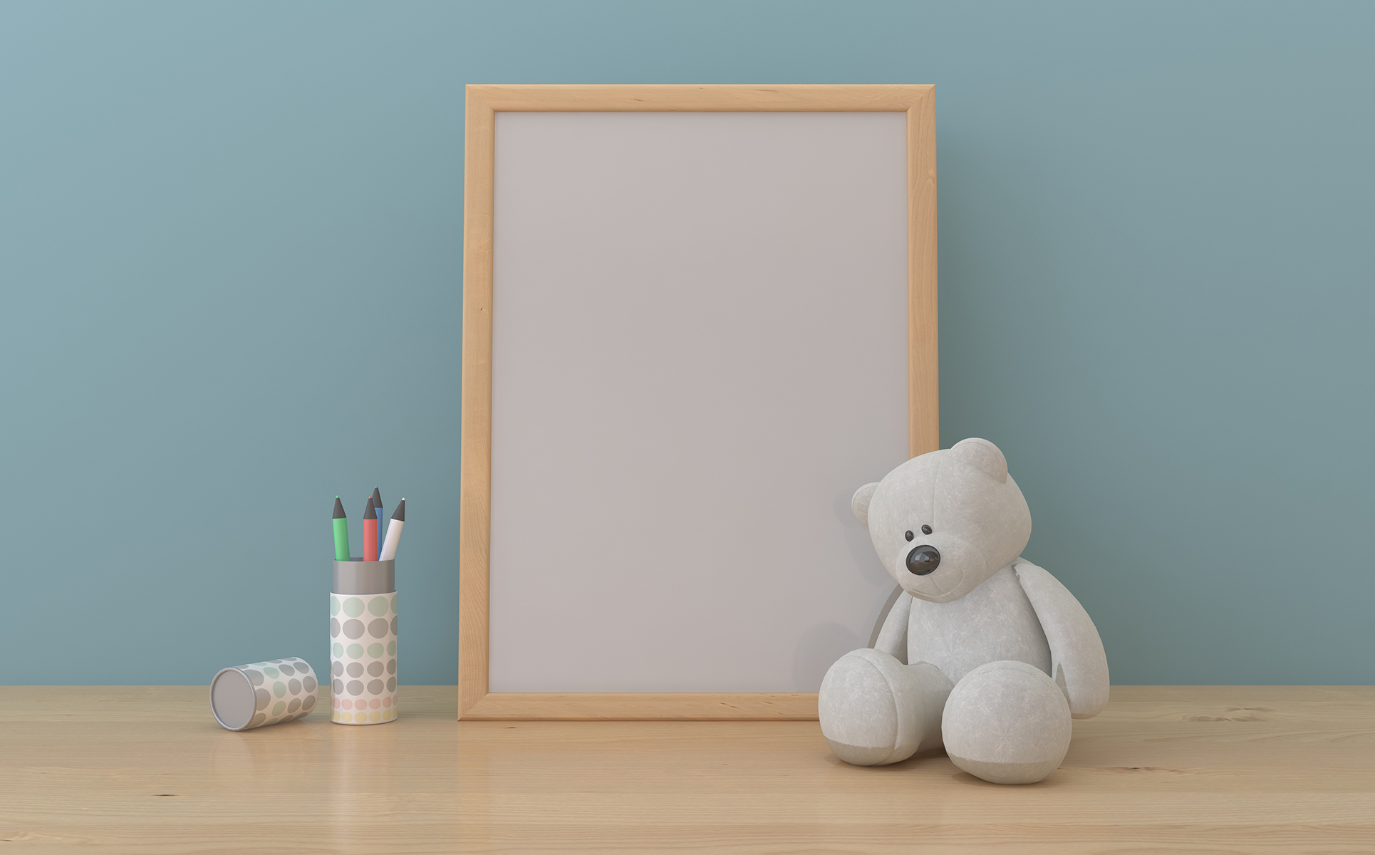 Kids Photo Frame Design with Teddy Bear product mockup