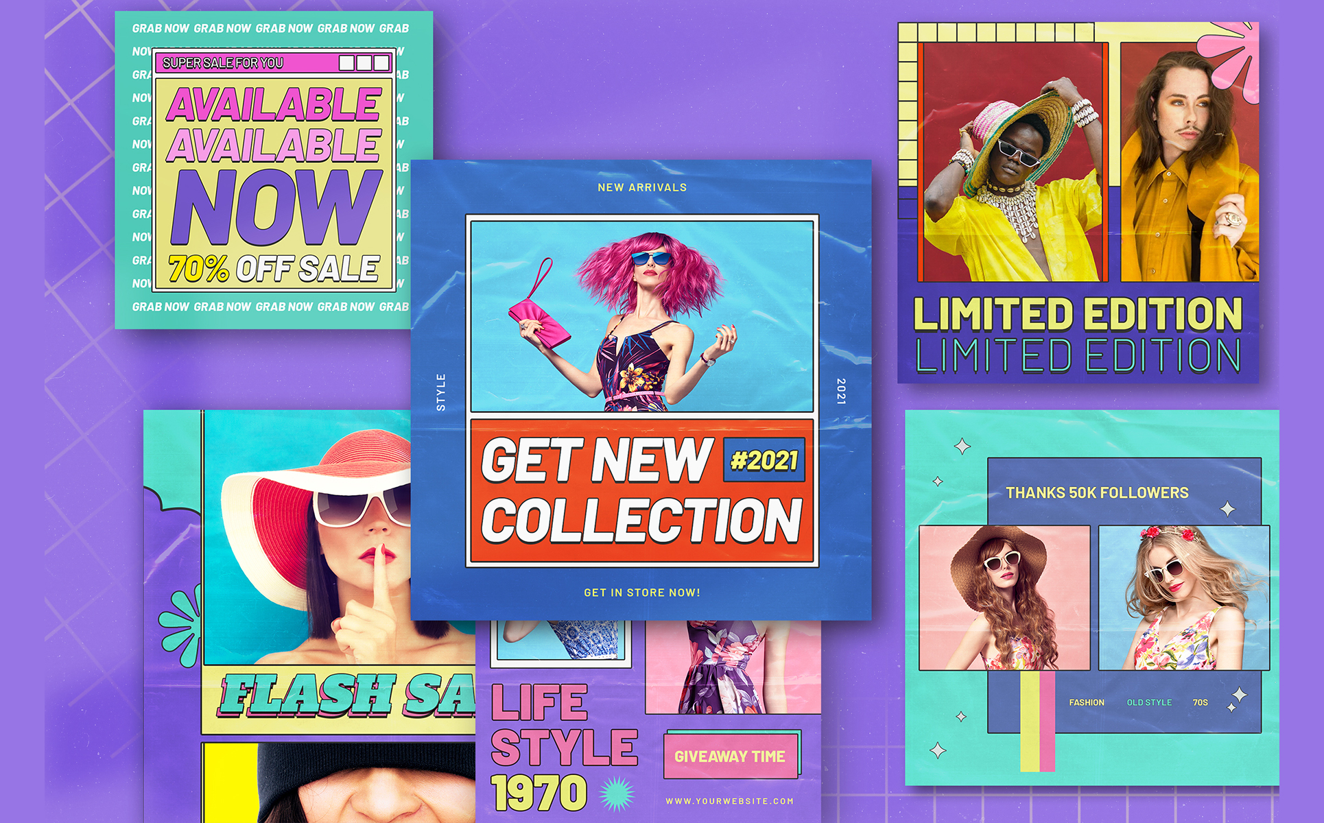 Download Шаблон для соцсетей "Vintagies Social Media Template" / Vintagies Social Media Template - Шаблон для соцсетей на тему графика fashion,fashion template,hypebeast,hypebeast template,instagram stories,instagram story,instastory,media,memphis style,memphis vibes,modern,neo instagram,nineties,nineties template,pack,pop,r