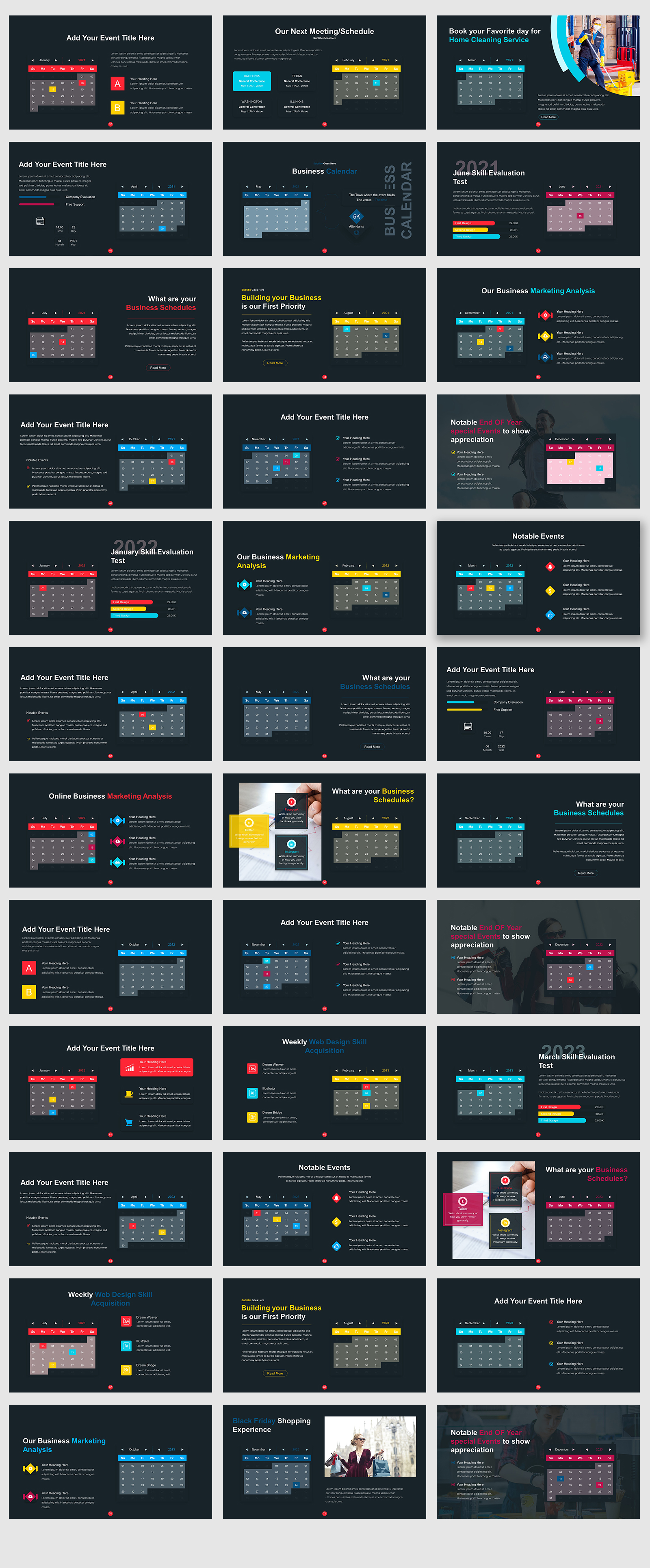 2021 - 2023 Calendar PowerPoint template