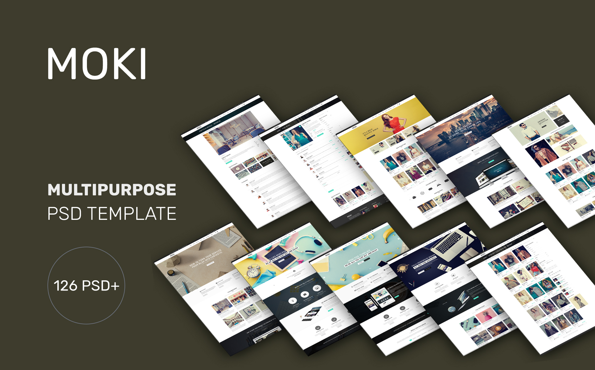 Download PSD шаблон "Moki - 126 PSD Multi-purpose PSD Template" / Moki - 126 PSD Multi-purpose PSD Template - Адаптивный PSD шаблон на тему дизайн и фотография agency,blog,business,corporate,creative,ecommerce,portfolio,psd,template,minimal,clean,fashion,store,landing,page,multipurpose,parallax,retina