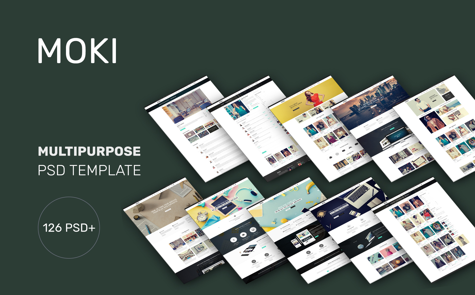 Download PSD шаблон "Moki - 126 PSD Multi-purpose PSD Template" / Moki - 126 PSD Multi-purpose PSD Template - Адаптивный PSD шаблон на тему дизайн и фотография agency,blog,business,corporate,creative,ecommerce,portfolio,psd,template,minimal,clean,fashion,store,landing,page,multipurpose,parallax,retina