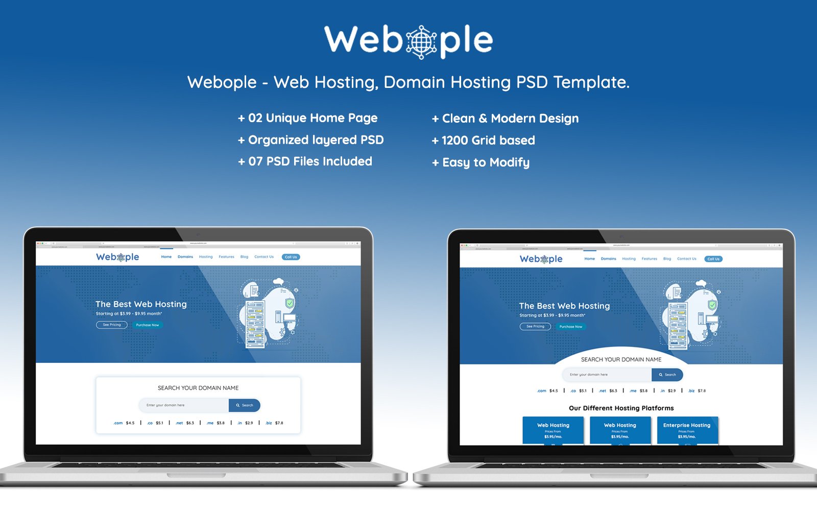 Webople - Domain & Hosting PSD Template