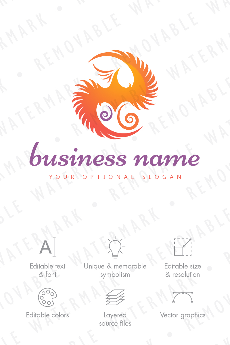 Yin & Yang Phoenix Logo Template 