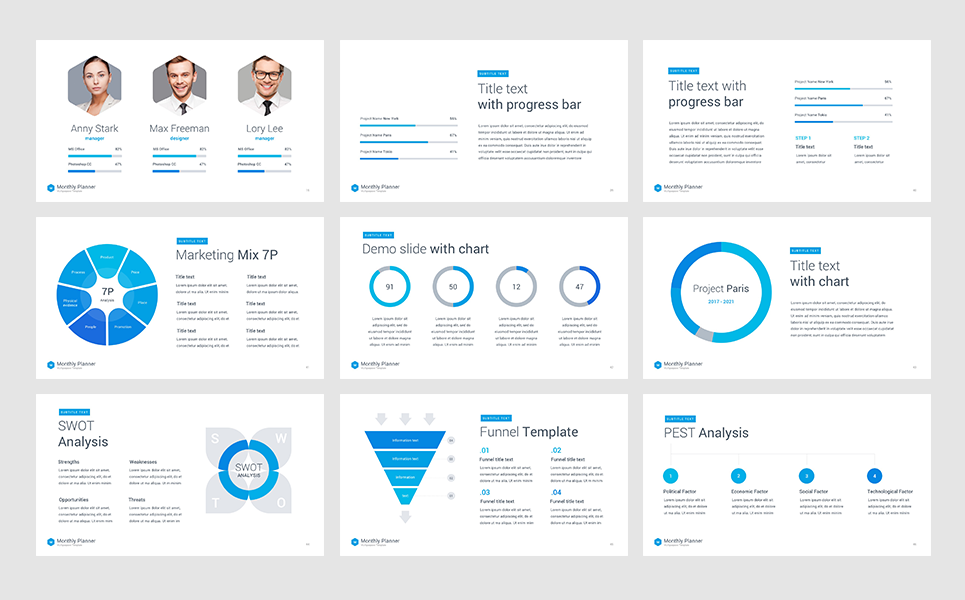 Monthly Planner PowerPoint Template #66054