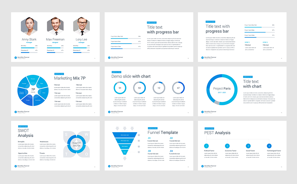 Monthly Planner PowerPoint Template 66054