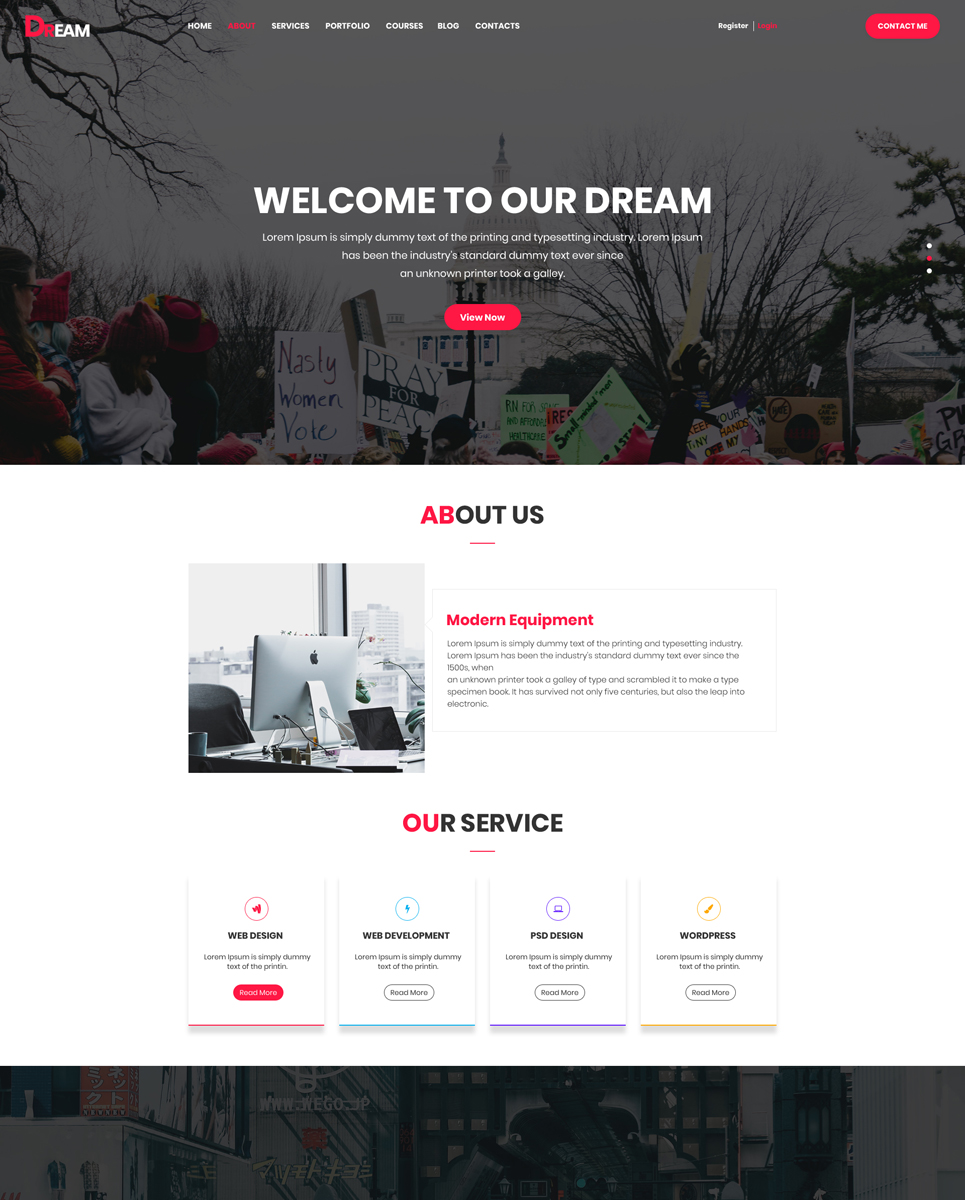 Dream One Page Business PSD Template