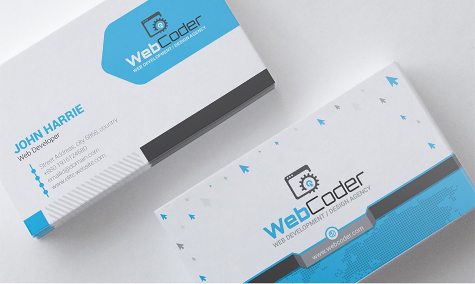 Business Card Design For Web Design And Developer PSD Template