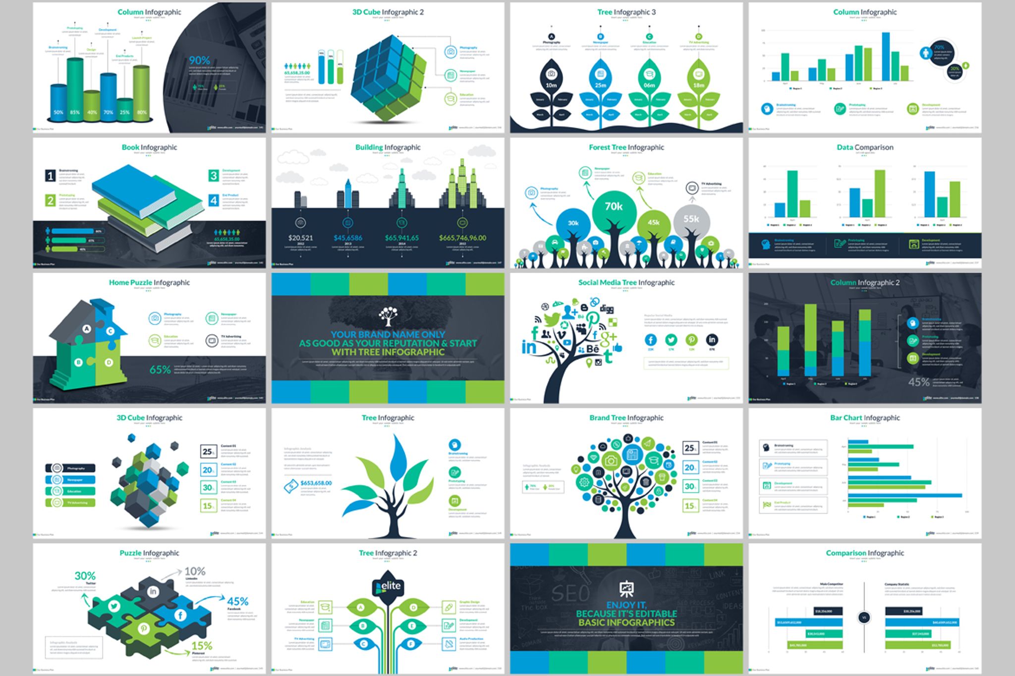 Business Infographic Presentation PowerPoint Template #66340