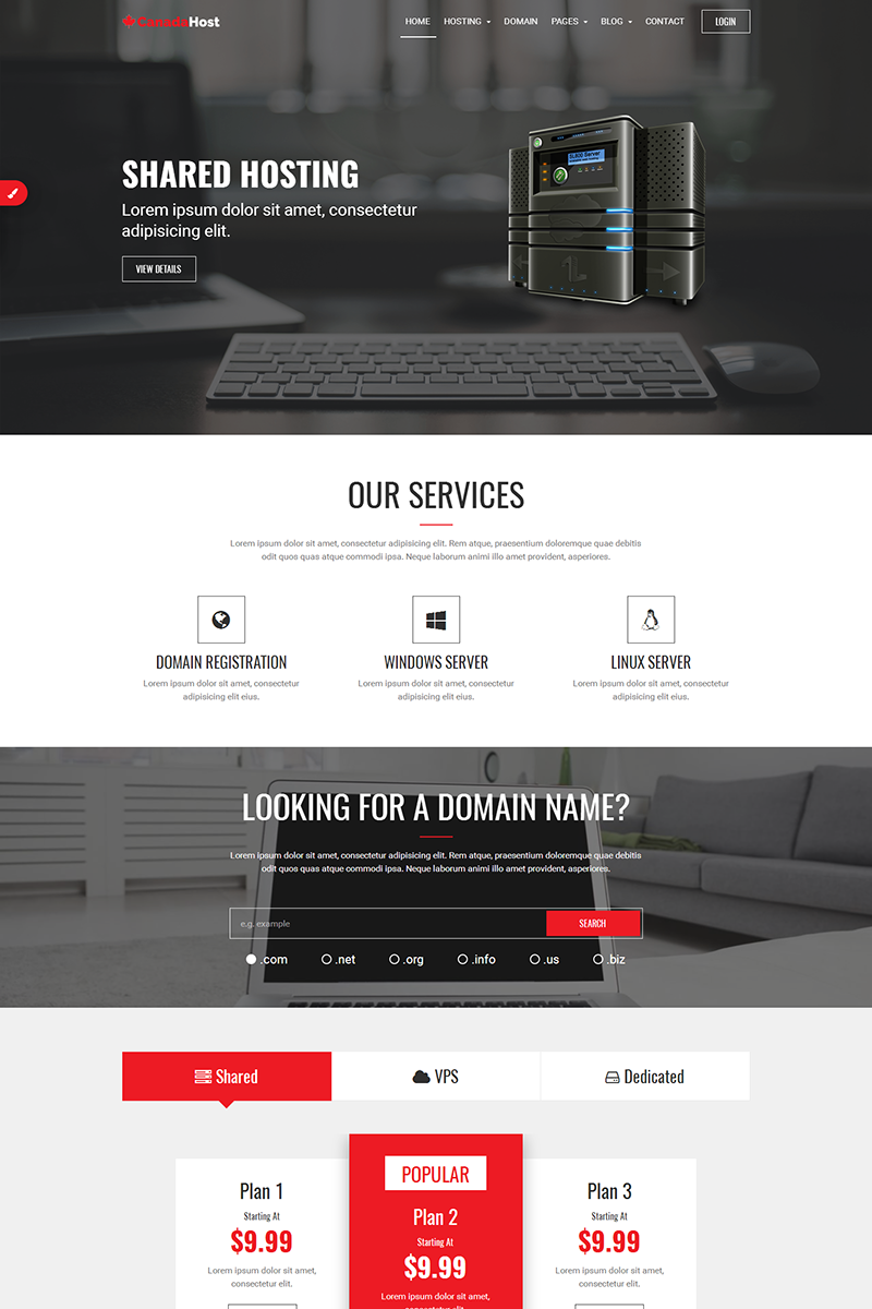 CanadaHost | Responsive HTML5 Web Hosting and WHMCS Website Template 