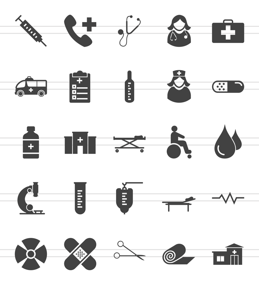 50 Medical Glyph Icon Set