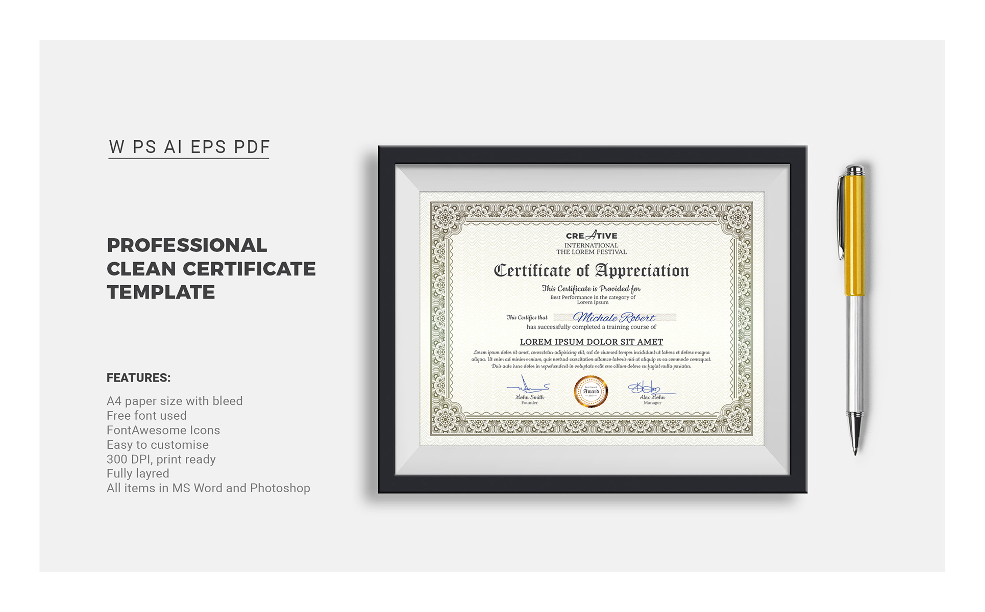 Corporate & Modern Word Multipurpose Certificate Template