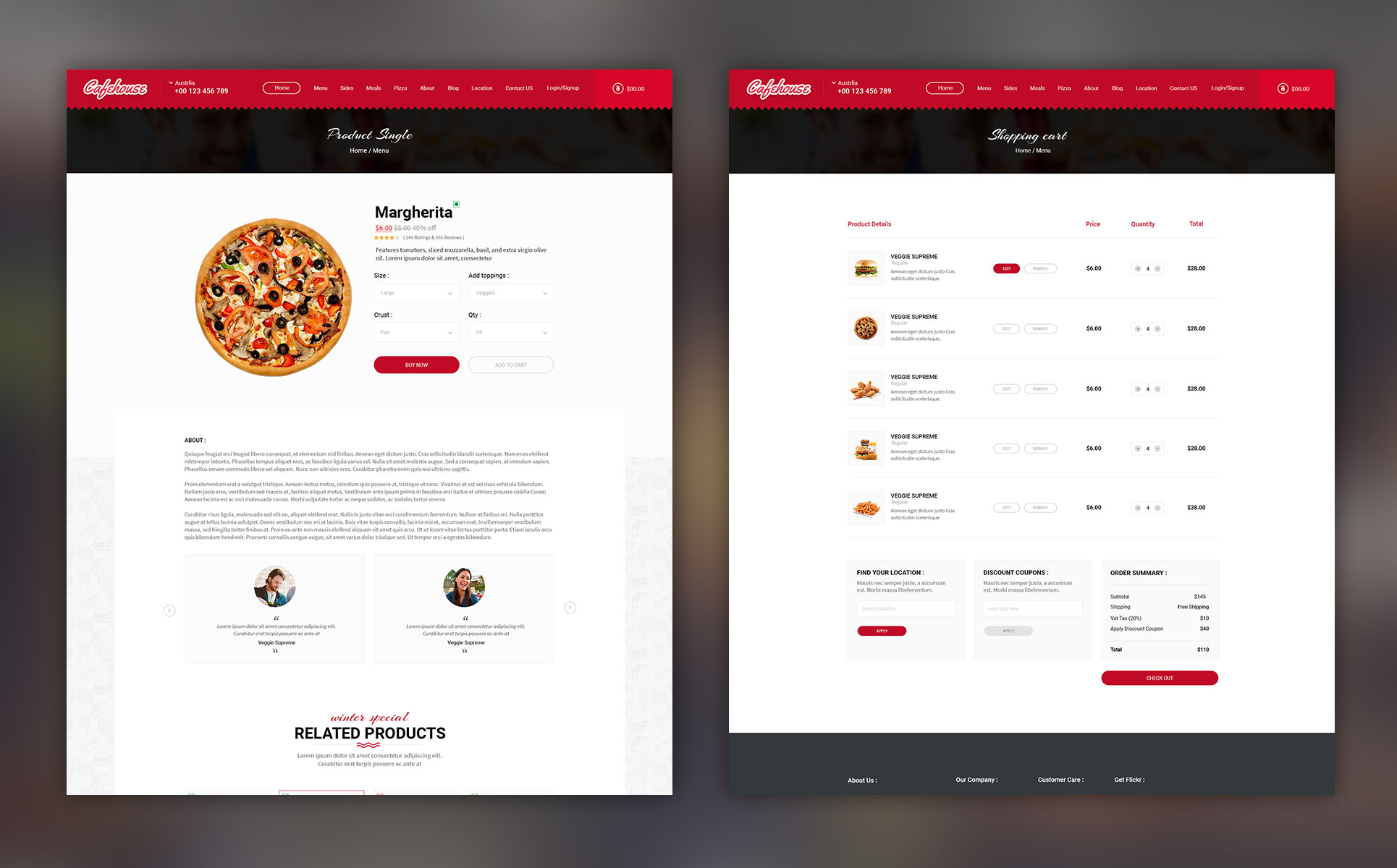 Cafehouse Food Online Ordering PSD Template 66994
