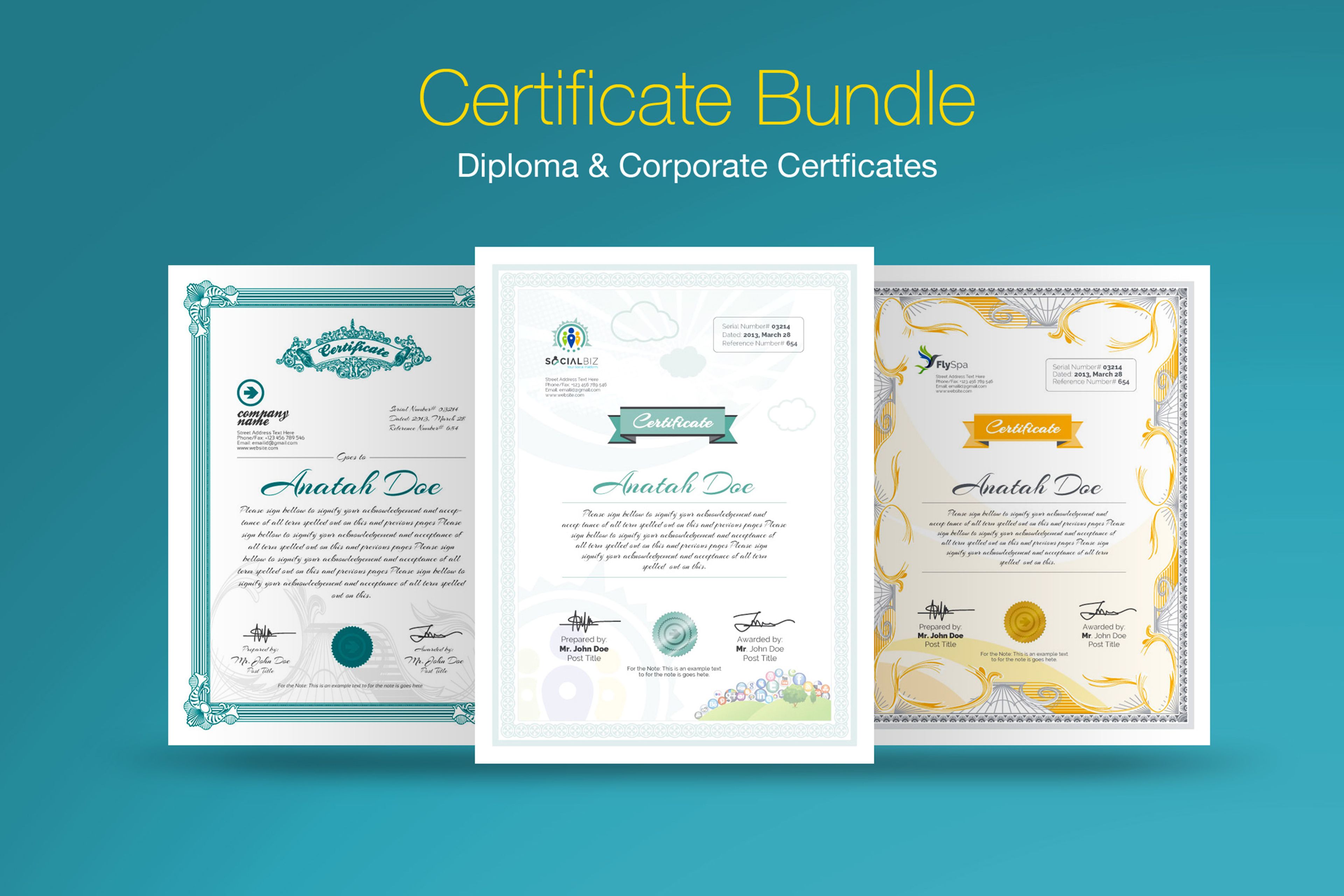 Diploma Certificate Bundle Certificate Template