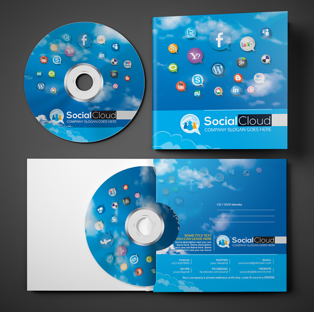 Social Media CD and DVD Case | Cover Design PSD Template