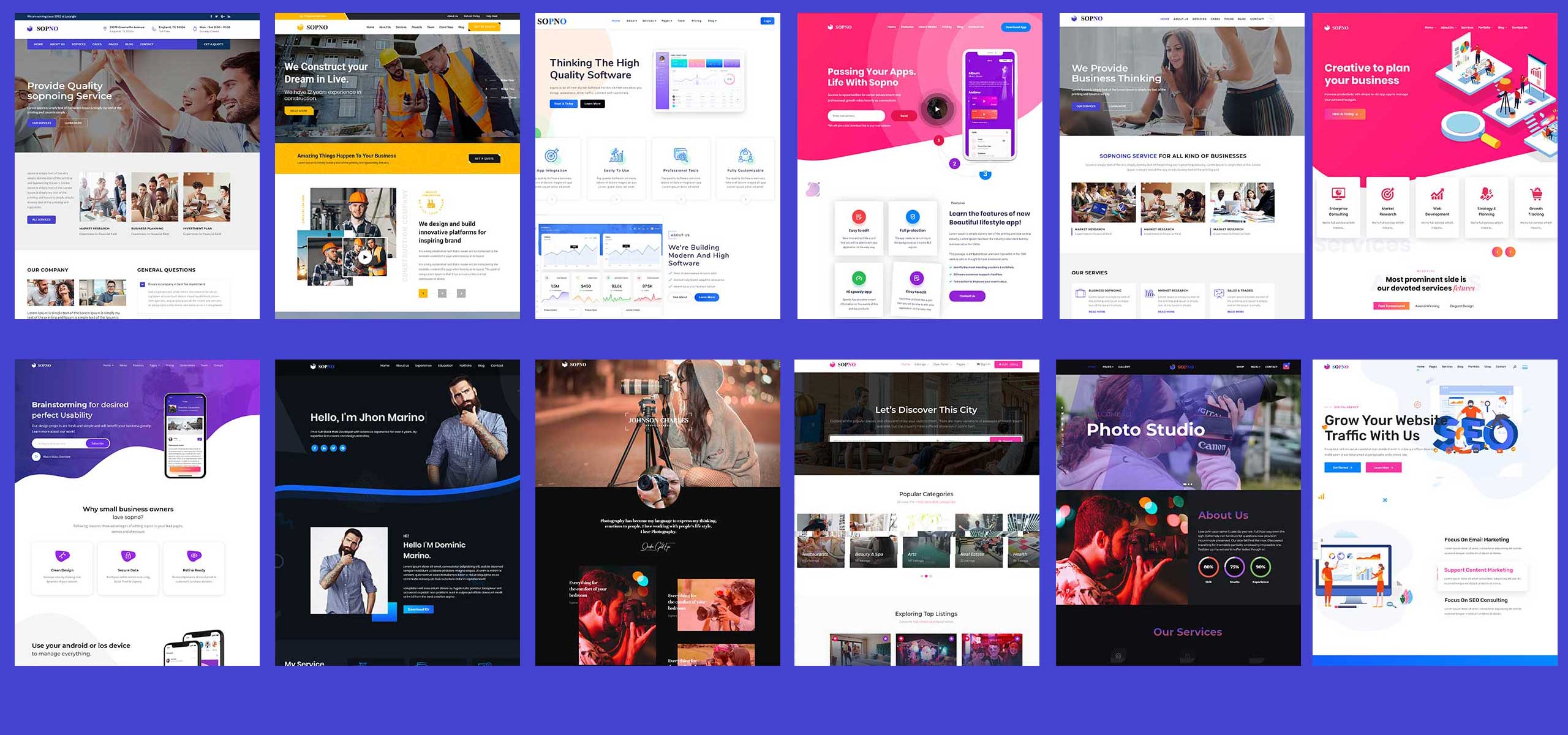 Sopno Multi-Purpose HTML5 Bootstrap Template Website Template