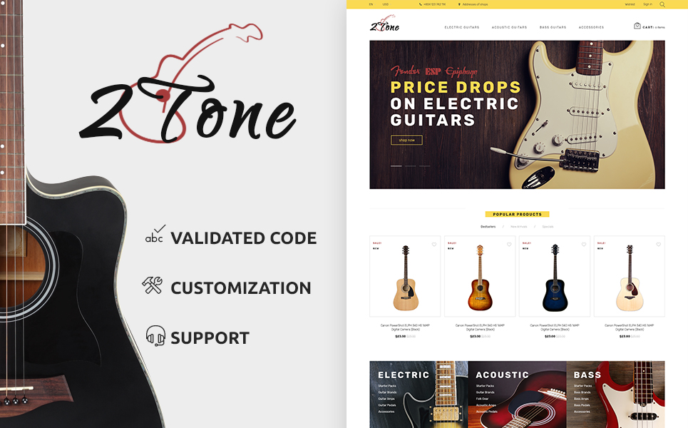 2Tone - Guitar Store PrestaShop Theme